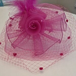 Elegant Pink/Fuchsia Fascinator with Floral Design